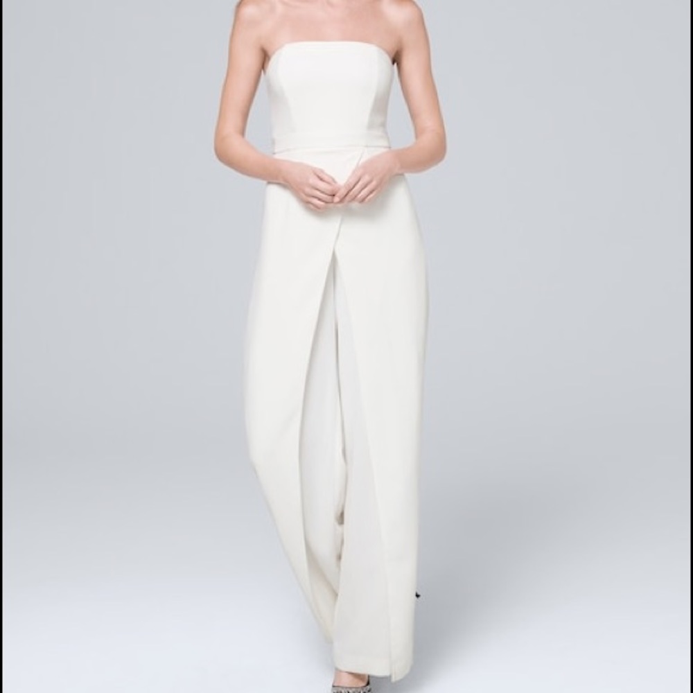 CONVERTIBLE STRAPLESS SPLIT-LEG JUMPSUIT